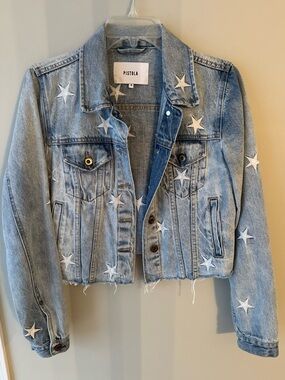 pistola pale blue denim jacket with white star accents